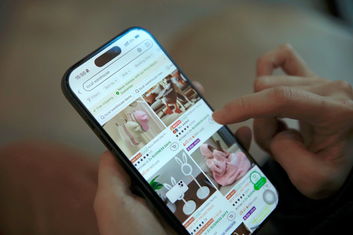 Customer browsing a shopping app on a phone